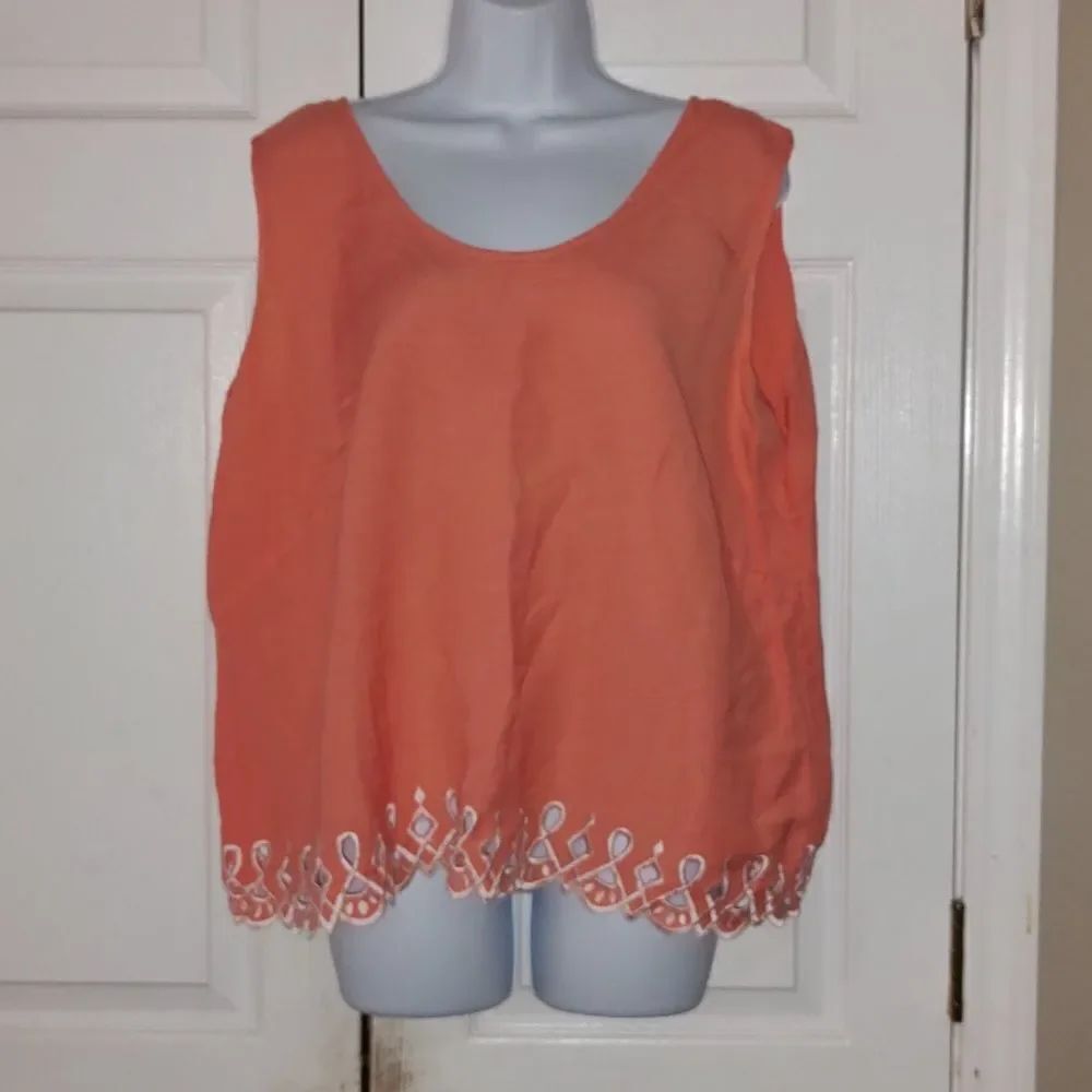 Bob Mackie melon color sleeveless linen blouse  Sz 1X
